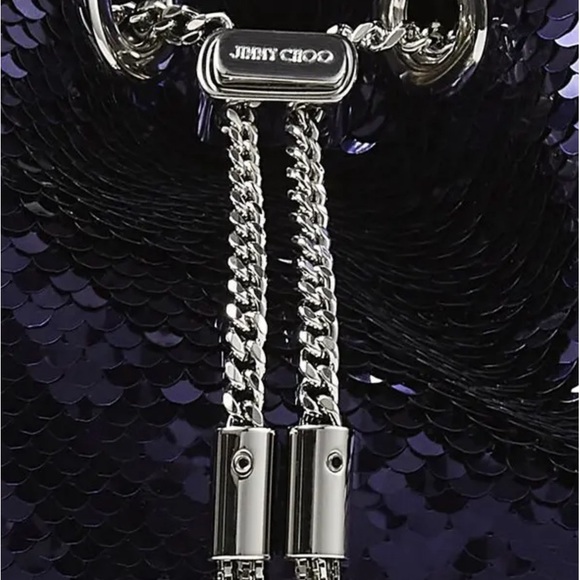 NWT Jimmy Choo Sequined Micro Bon Bon Ink Blue - Picture 3 of 12